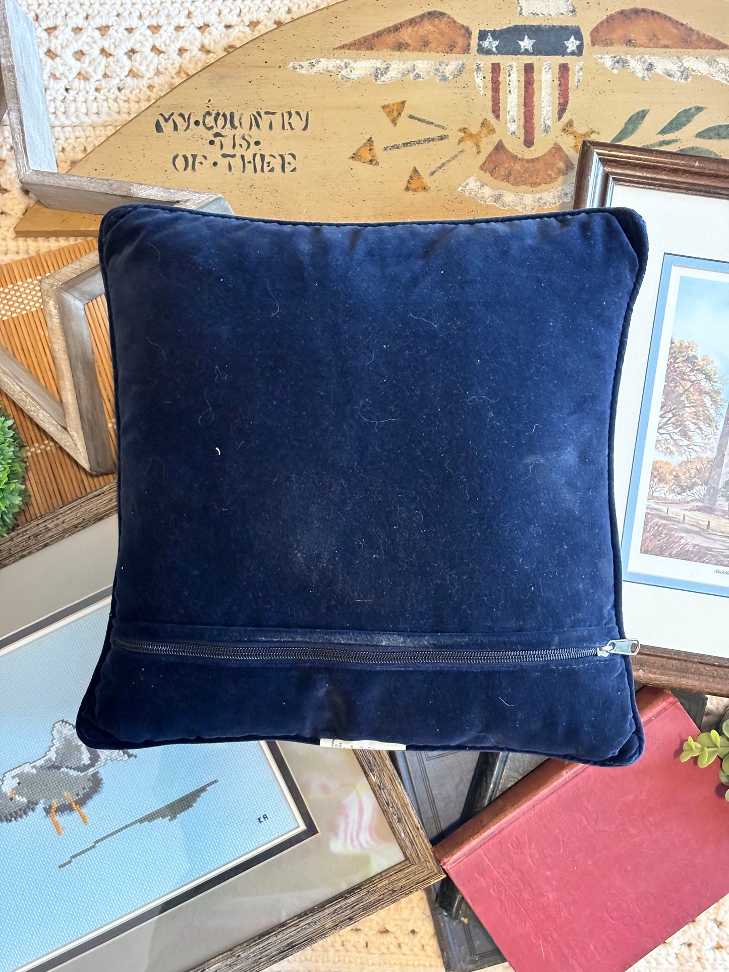 Vintage Lighthouse Coastal Scene Needlepoint Pillow
