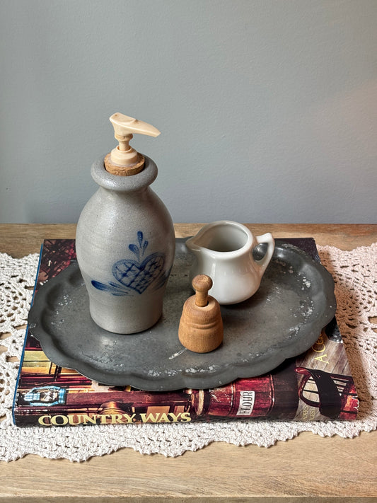 Vintage Rowe Pottery Salt Glazed Heart Soap Dispenser