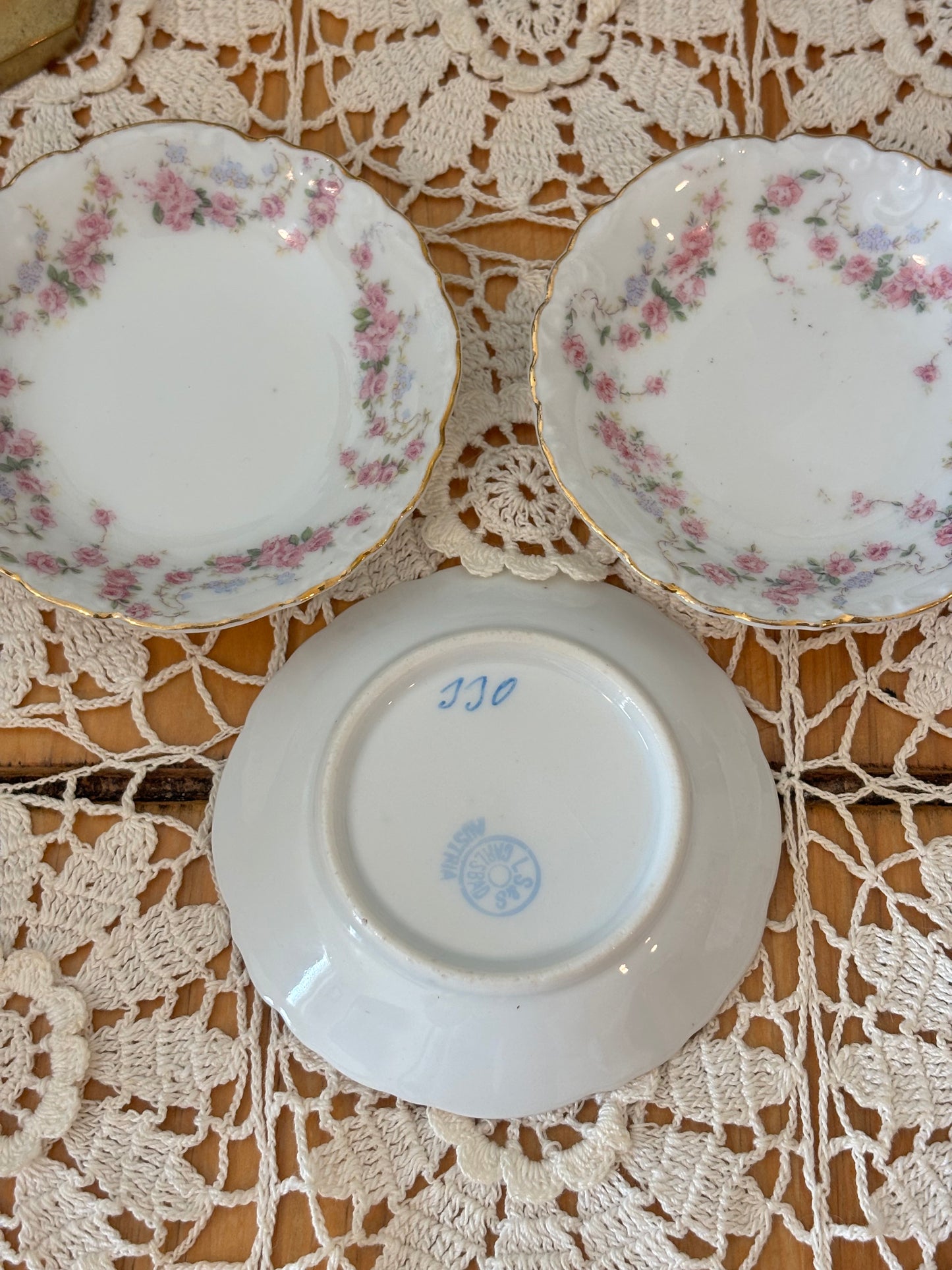 Vintage Pink Floral China Butter Pats