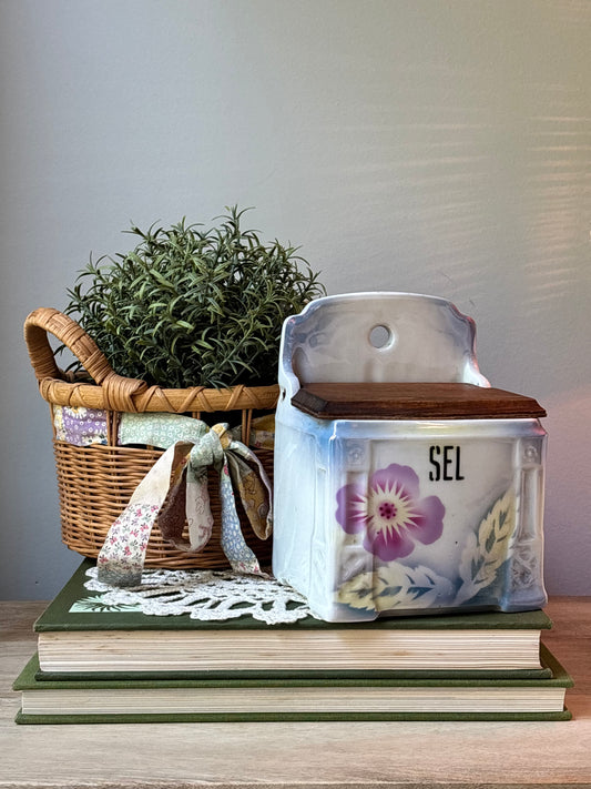 Antique French Floral Salt Box