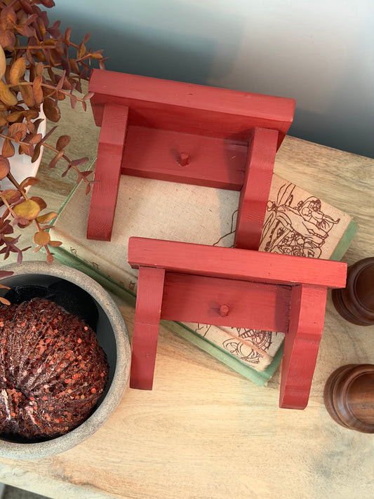 Mini Red Wooden Shelf with Peg