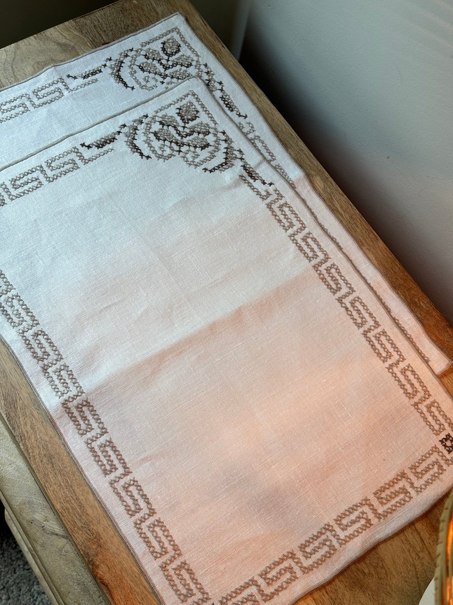 Set of 4 Neutral Cross Stitch Placemats