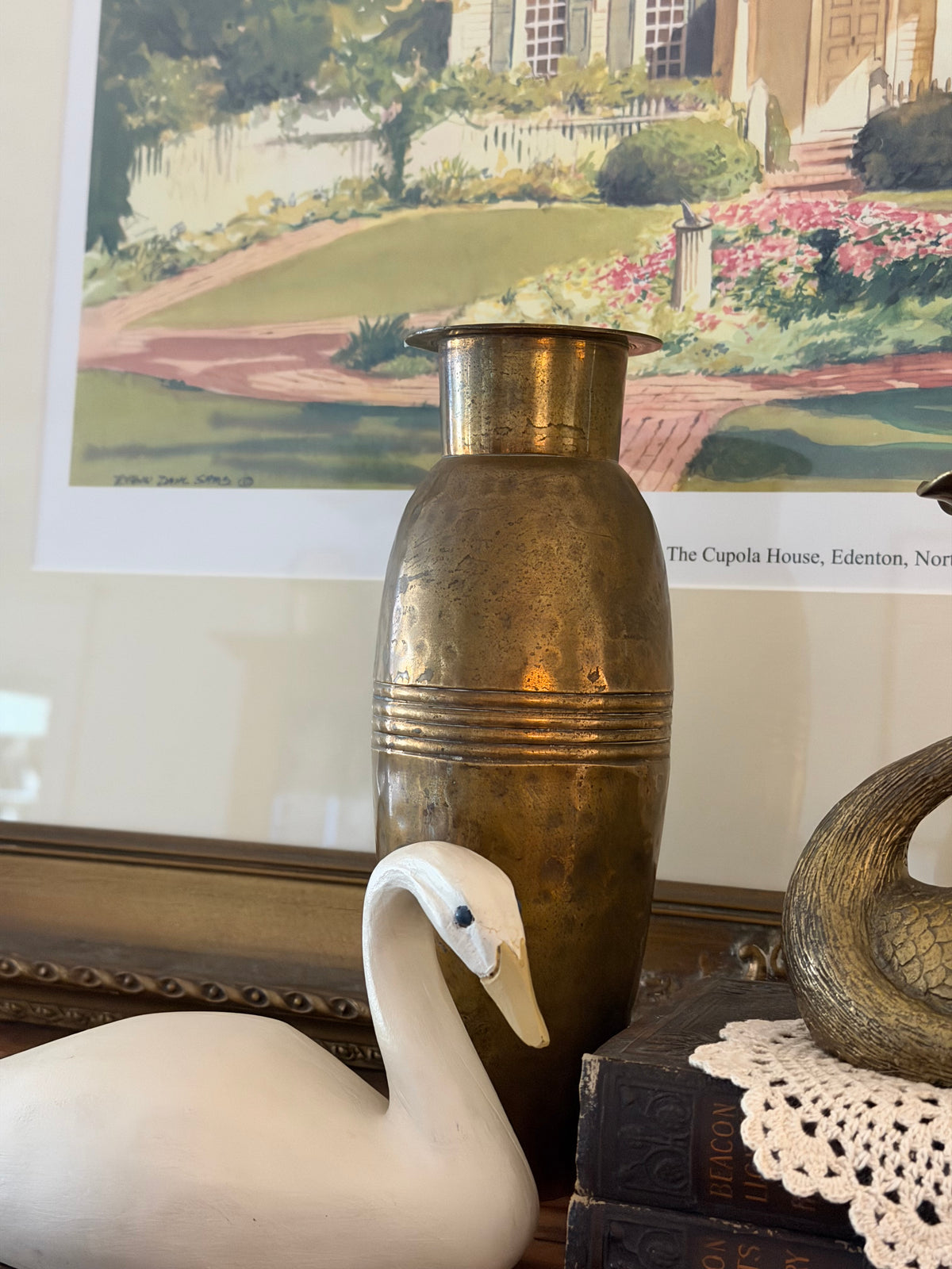 Vintage Slim Brass Vase