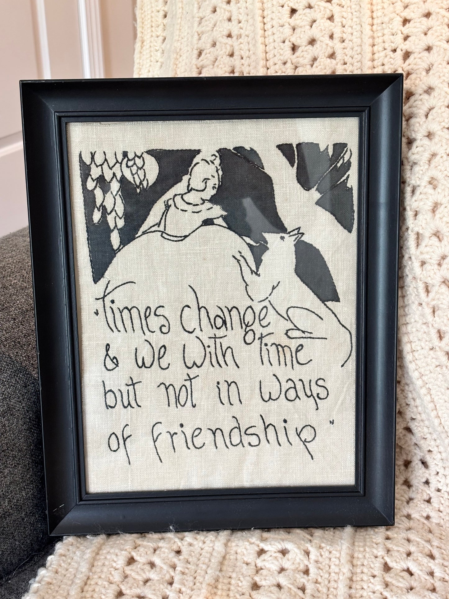 Vintage Friendship Framed Embroidery
