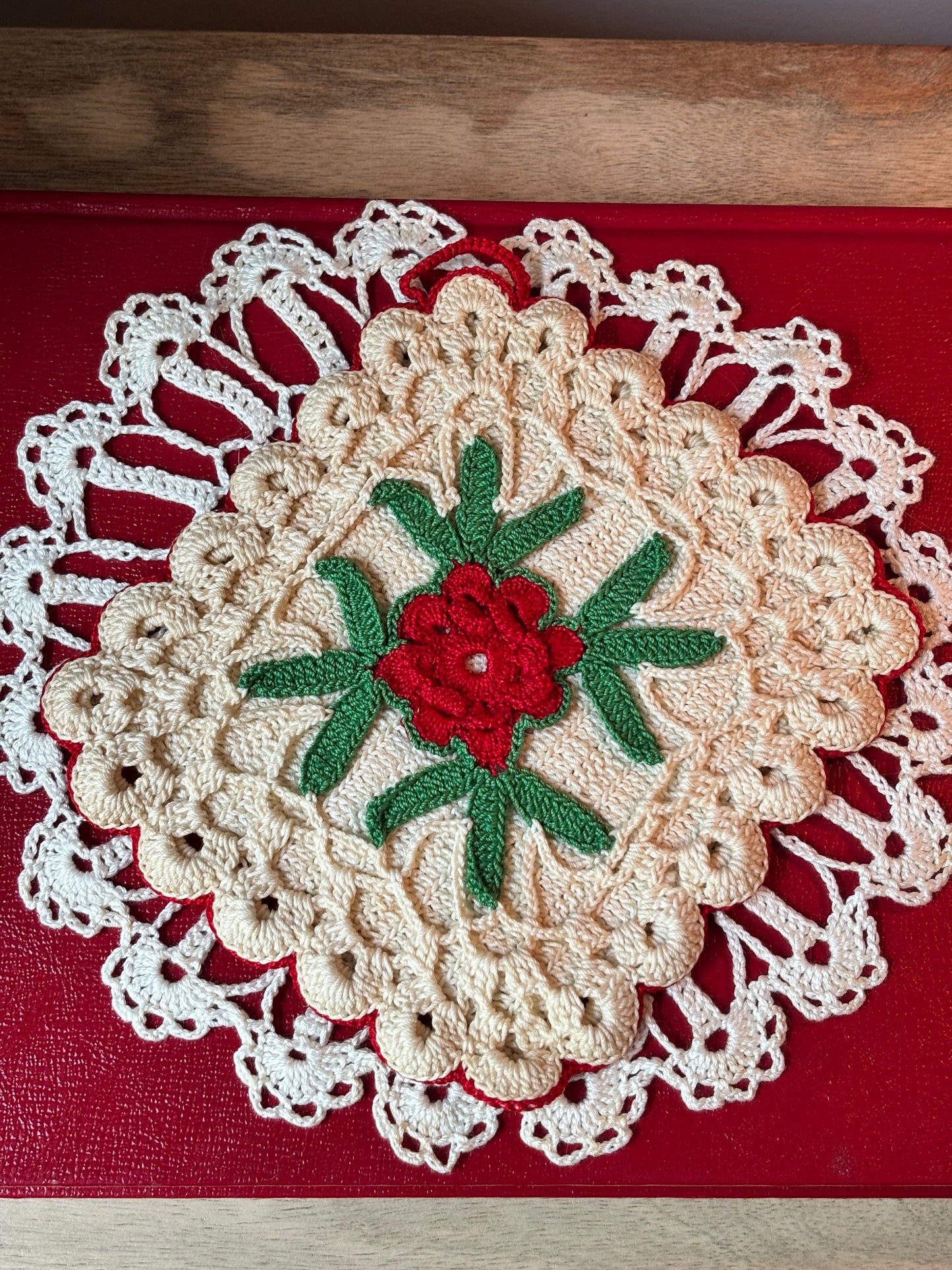 Crochet Poinsettia Doily Potholder