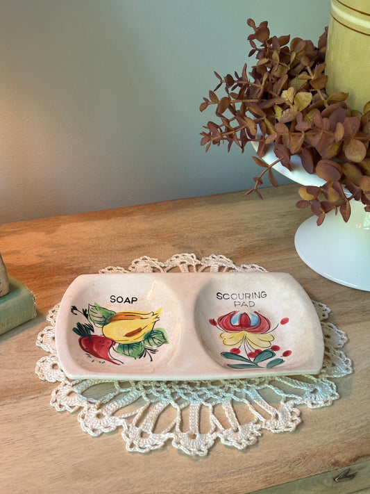 Vintage Ironstone Soap & Scouring Pad Dish