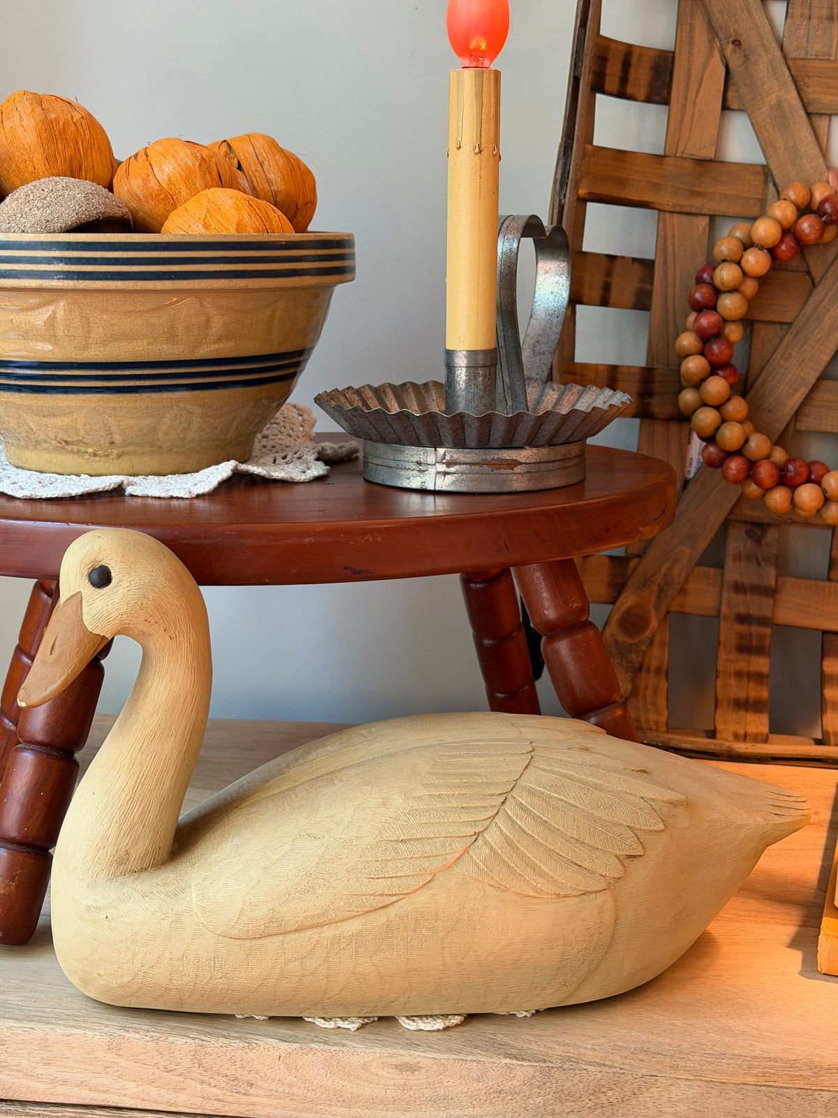 Vintage Wooden Swan Decoy