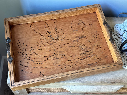 Vintage Wooden Drilled Duck Coffee Table Tray