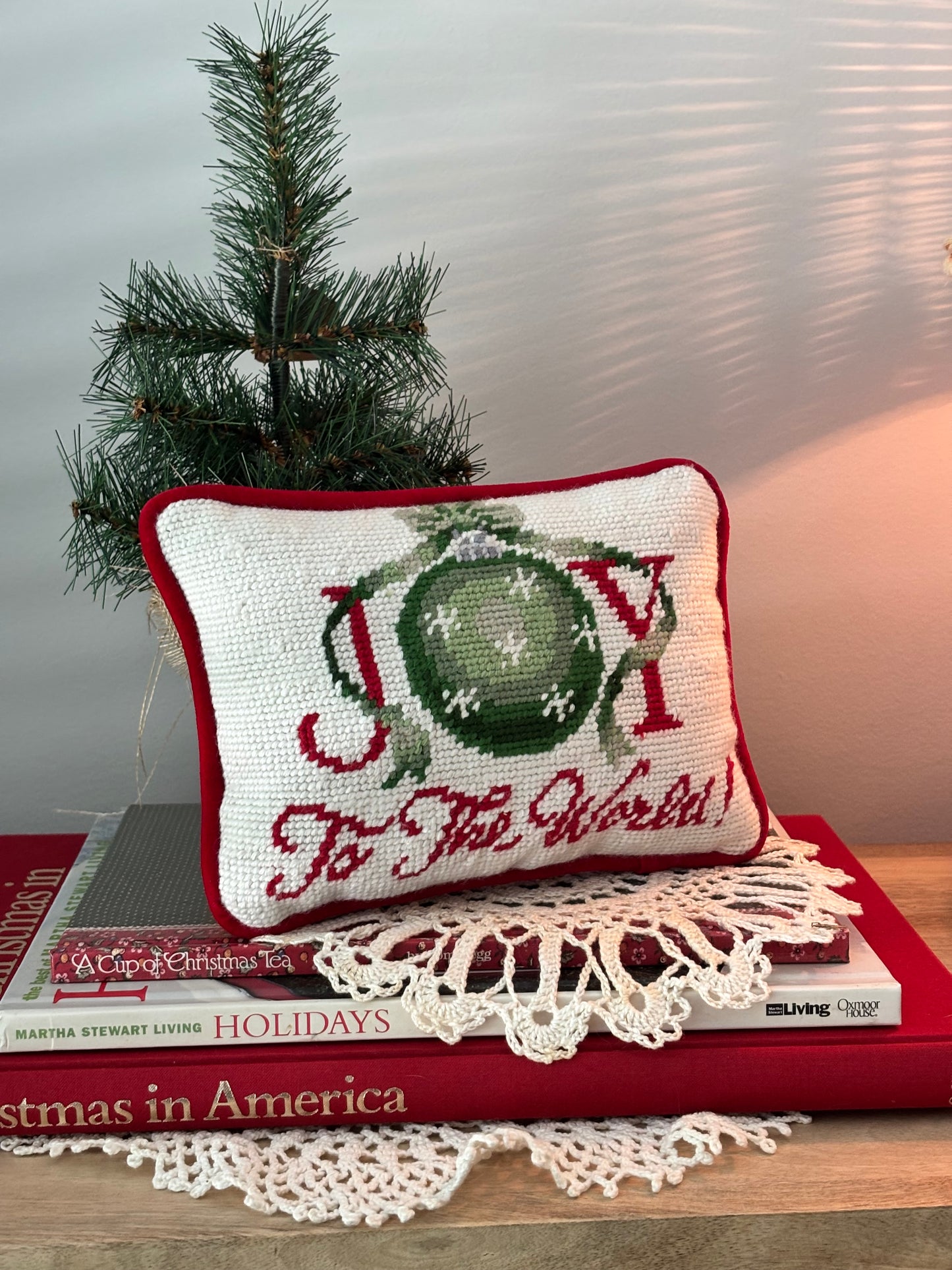 Joy to the World Needlepoint Pillow