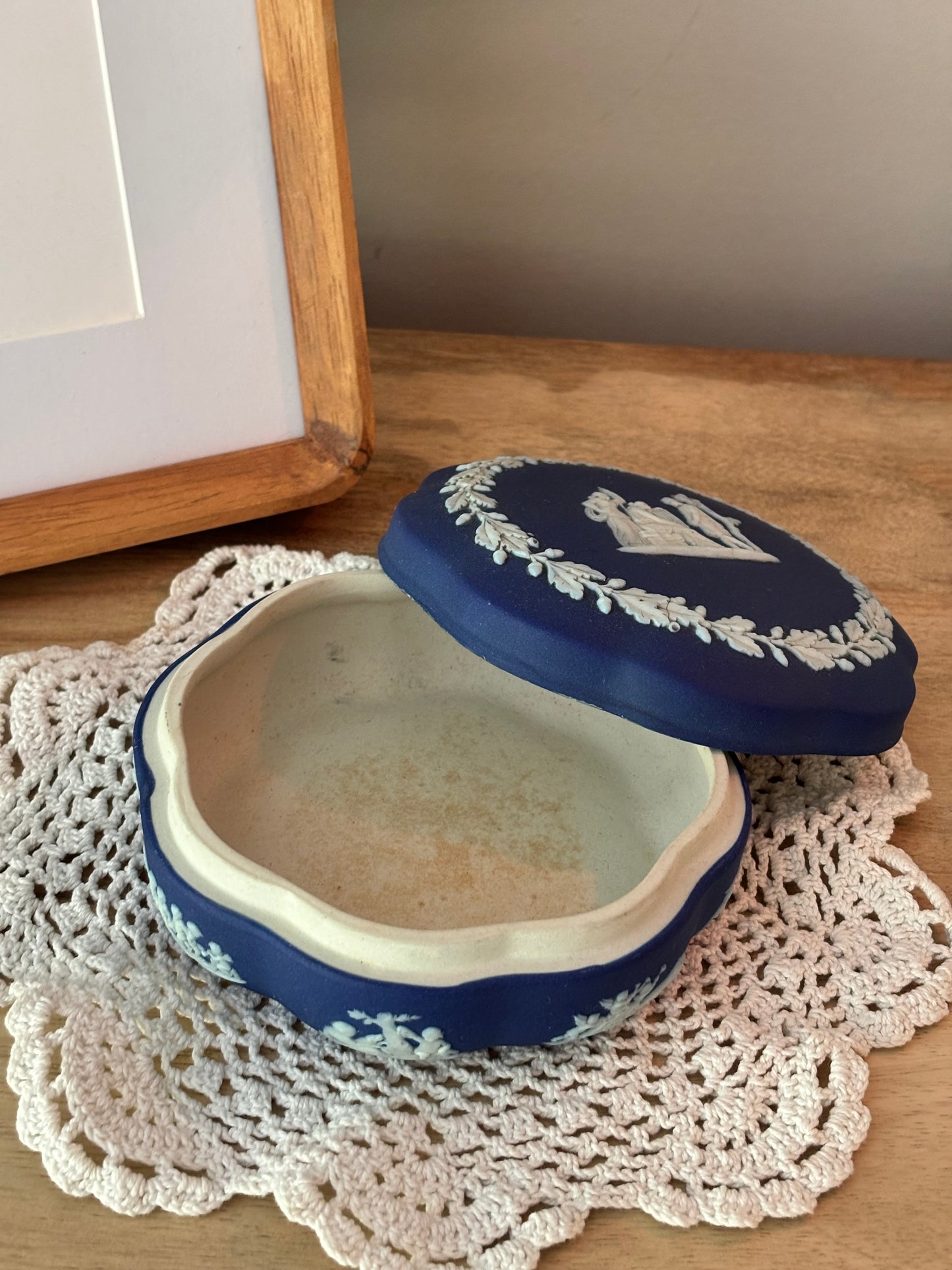 Wedgewood Jasperware Cobalt Blue Scallop Edge Trinket Dish