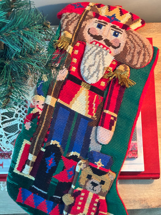 Textured Nutcracker Needlepoint Stocking