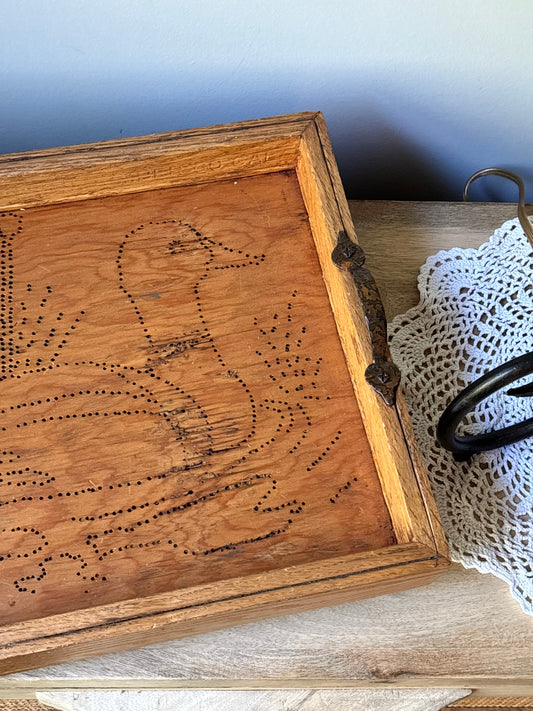 Vintage Wooden Drilled Duck Coffee Table Tray