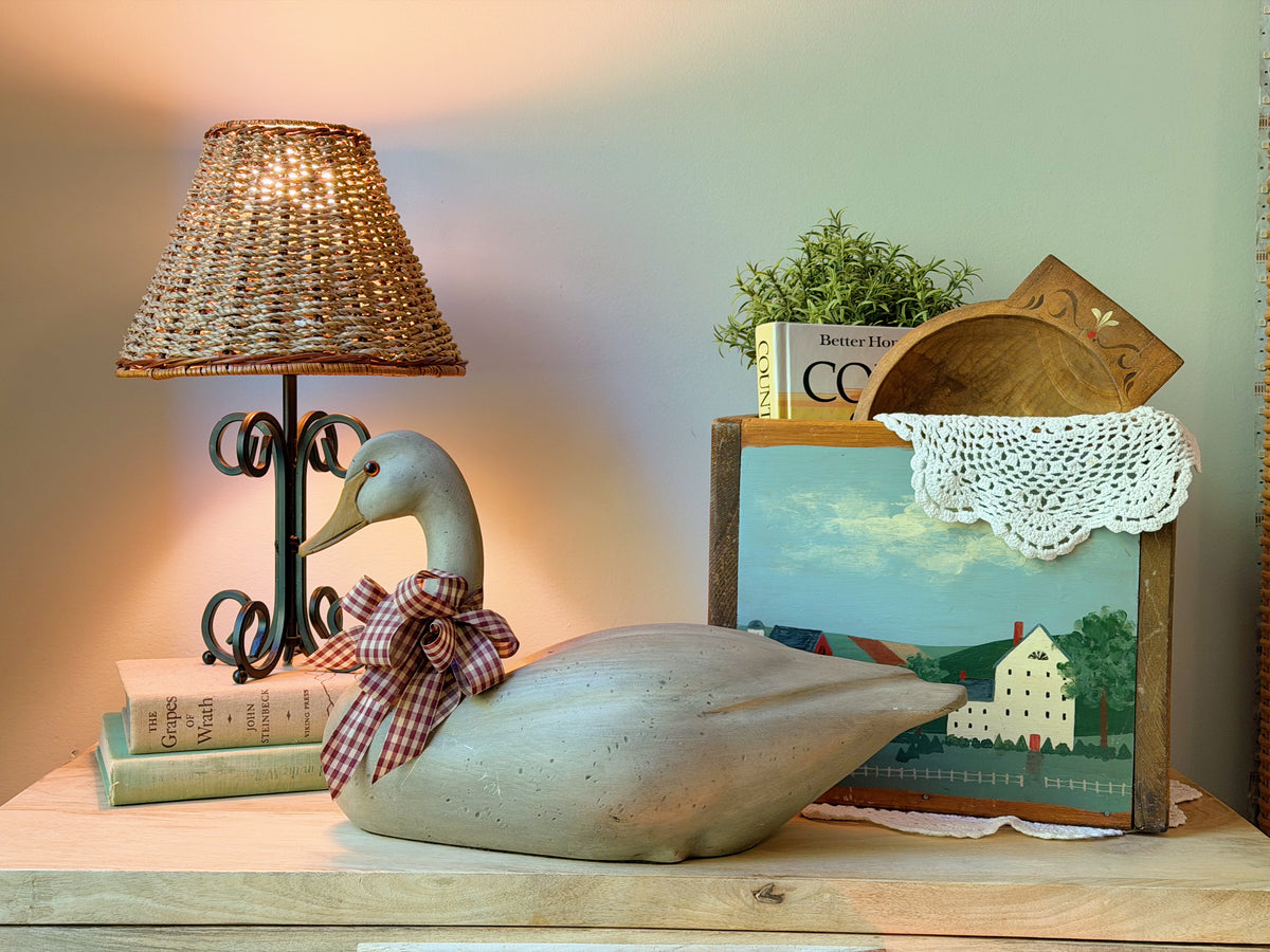 Vintage Country Hand Painted Wooden Heart Box