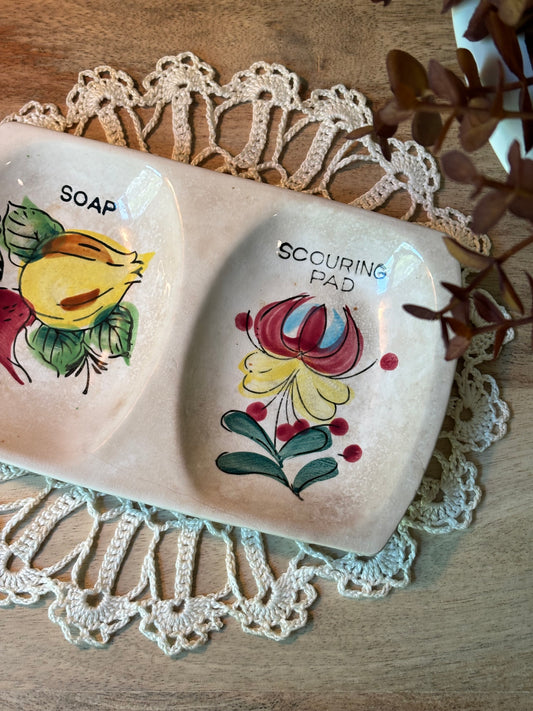 Vintage Ironstone Soap & Scouring Pad Dish