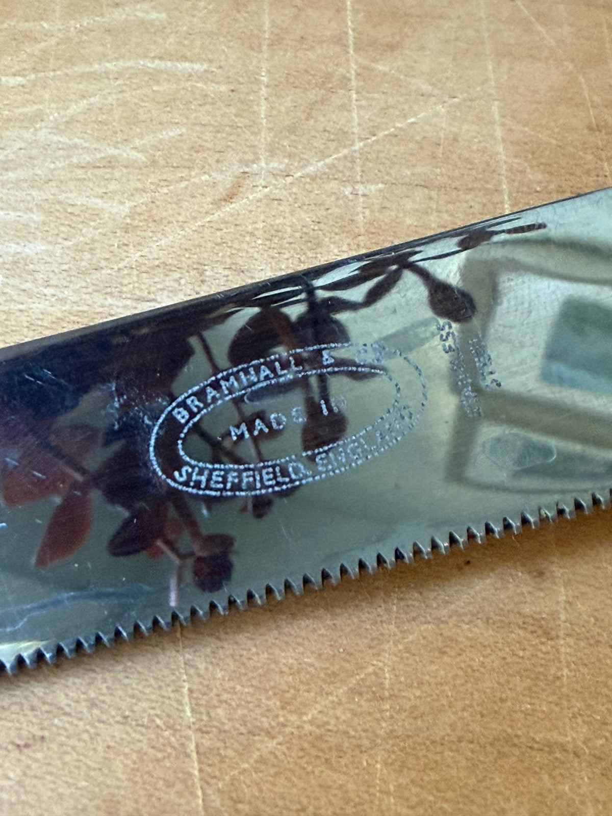 Antique Bramhall & Co English Bread Board & Knife