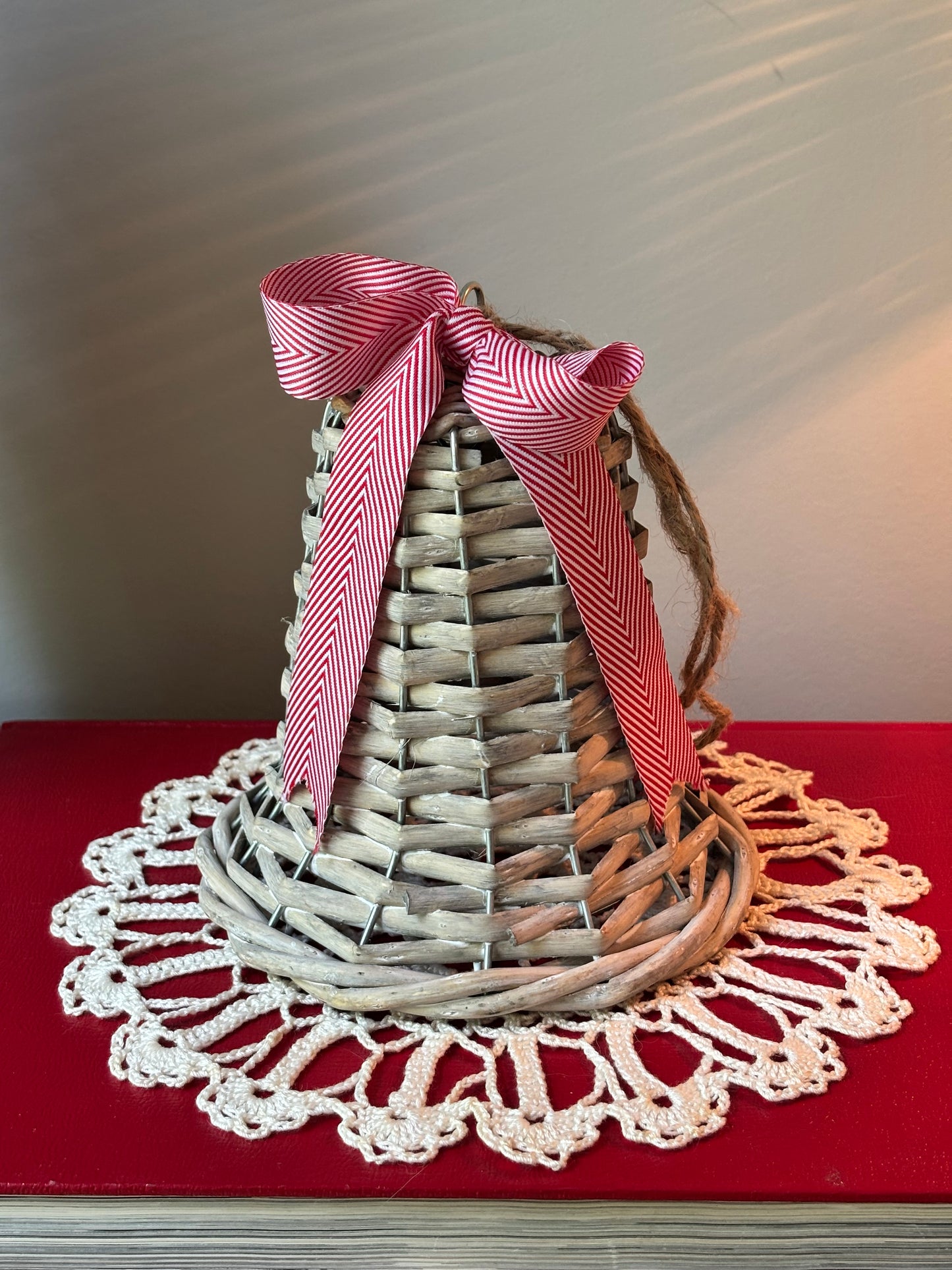 Wicker Hanging Bell with Ribbon