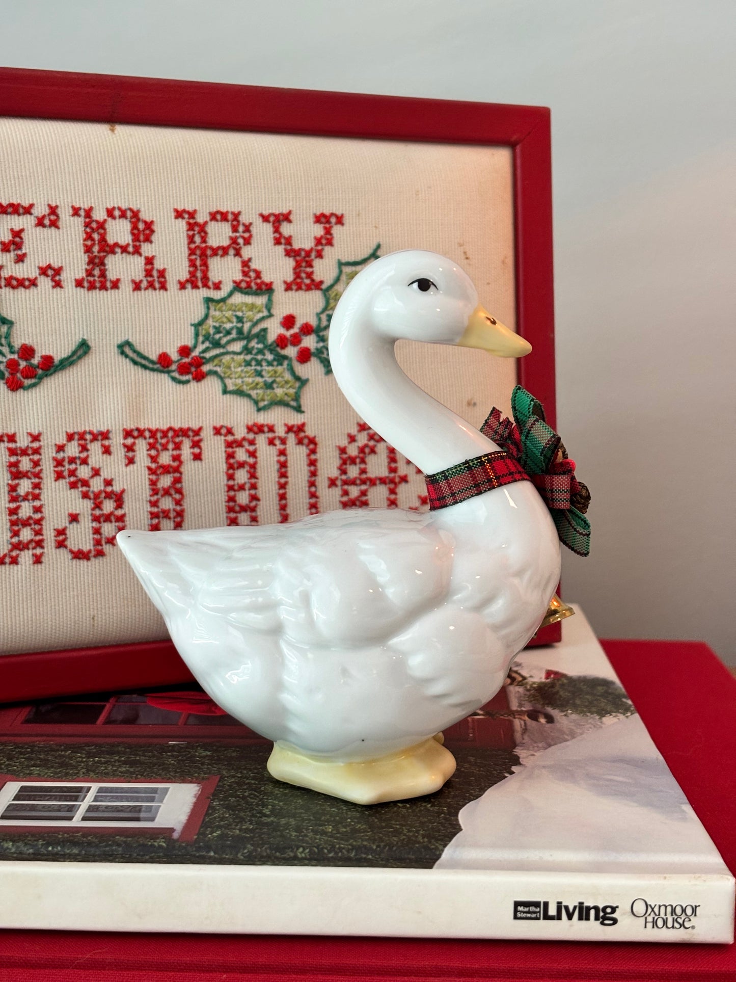 Ceramic Christmas Goose with Bow