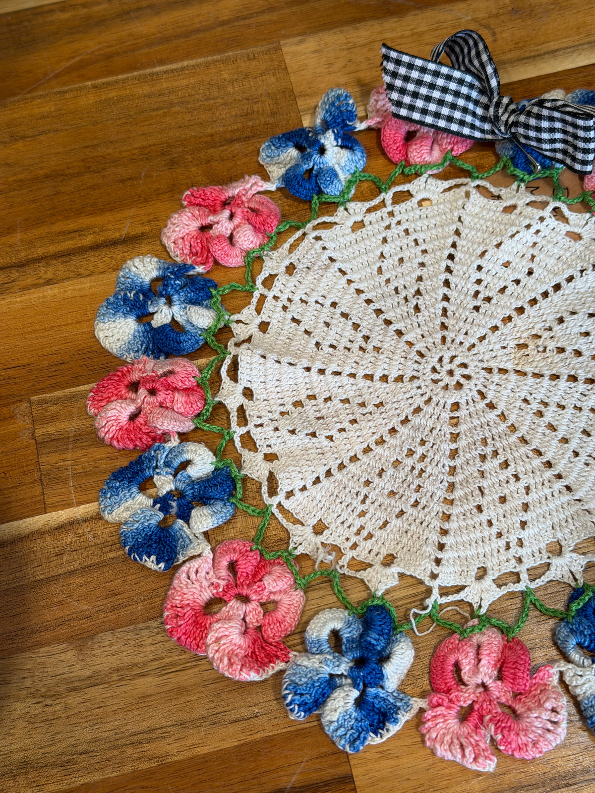 Pink & Blue Floral Doily
