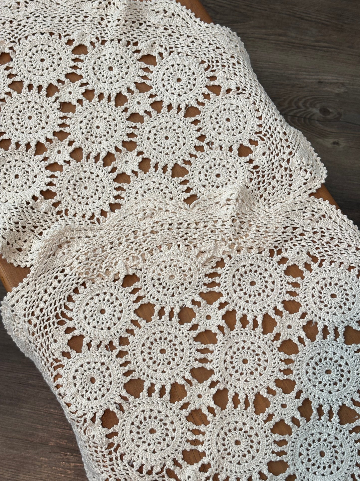 Set of 2 Vintage Oval Crochet Doilies