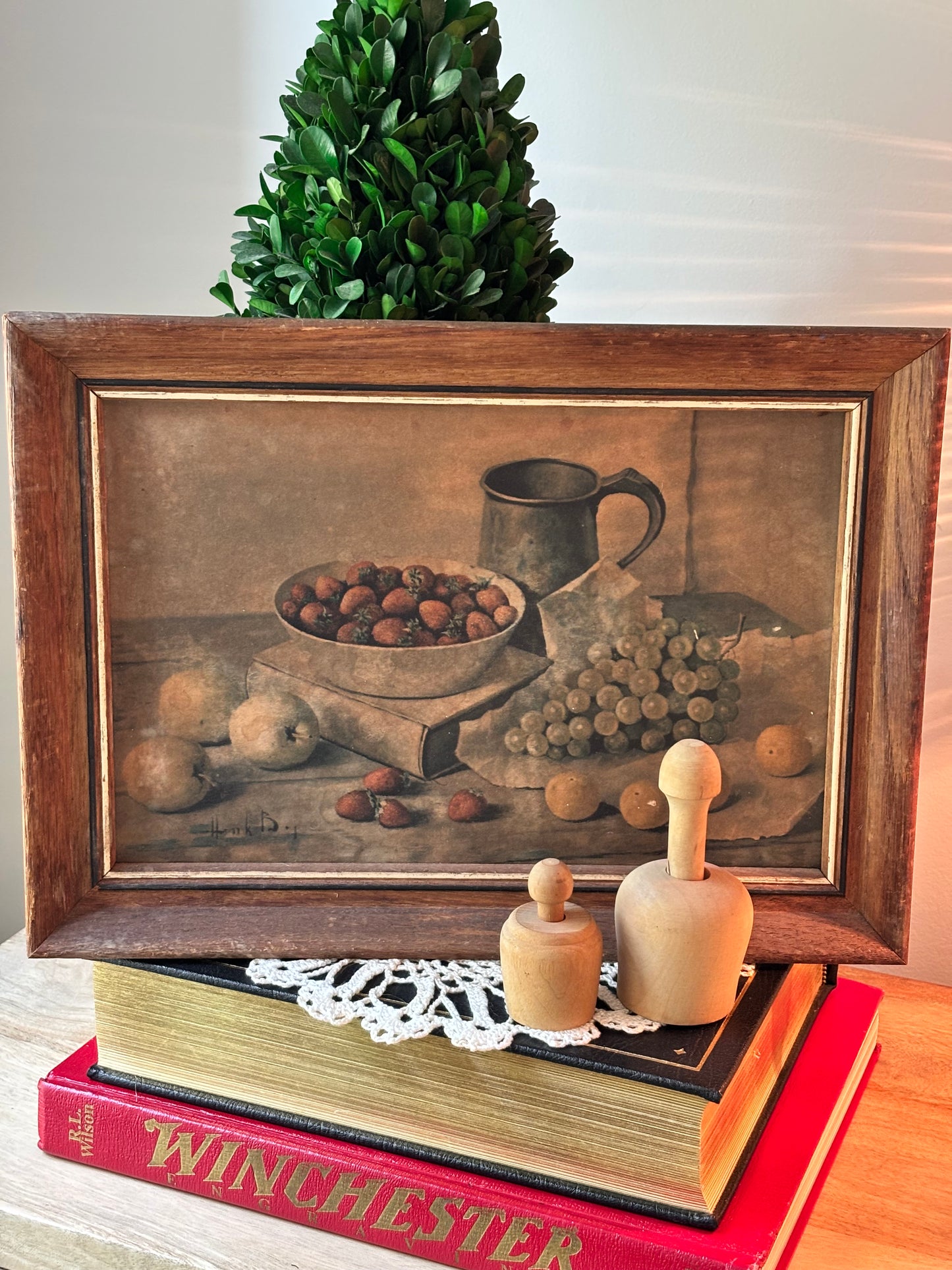 Henk Bos Rustic Framed Still Life Print Fruit Scene