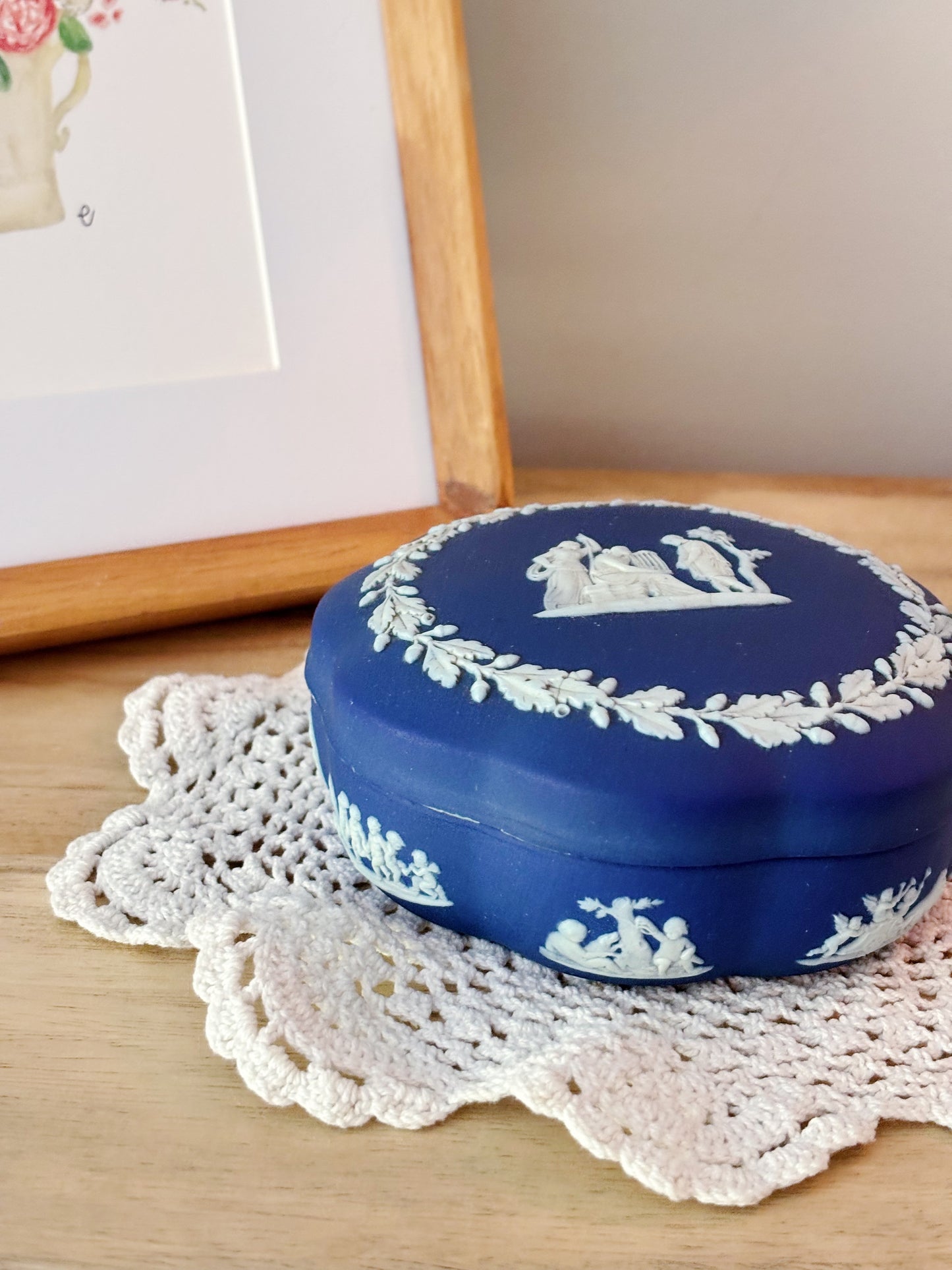 Wedgewood Jasperware Cobalt Blue Scallop Edge Trinket Dish