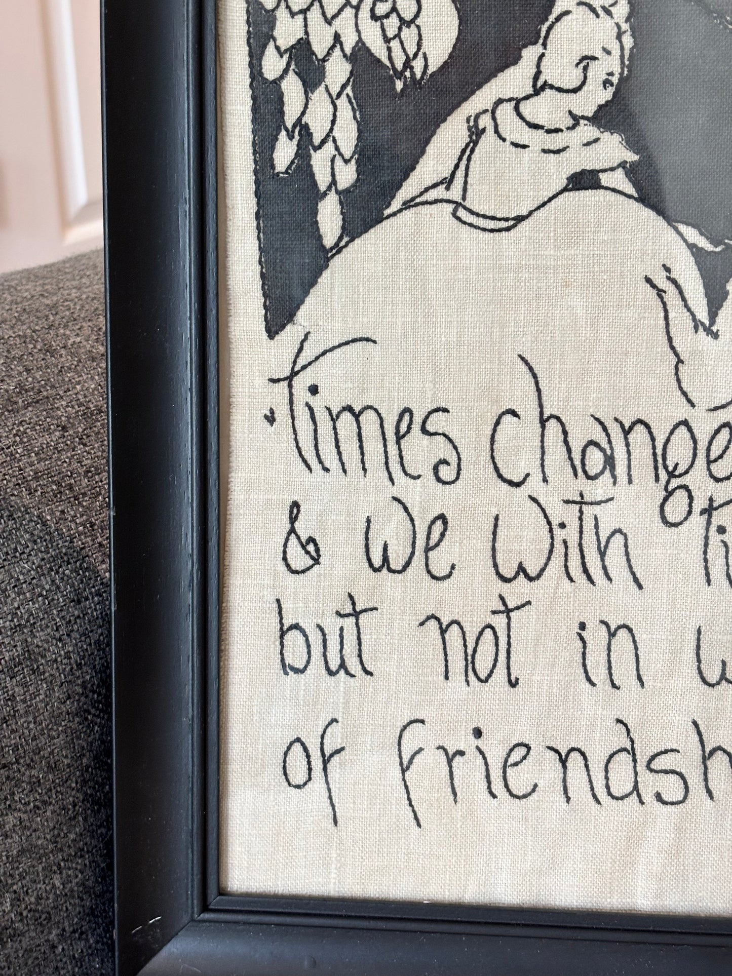 Vintage Friendship Framed Embroidery