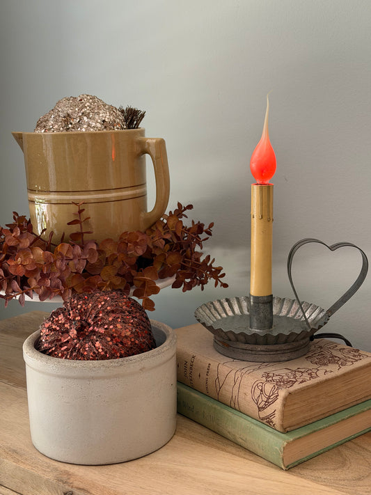 Primitive Tin Candle Stick Lamp