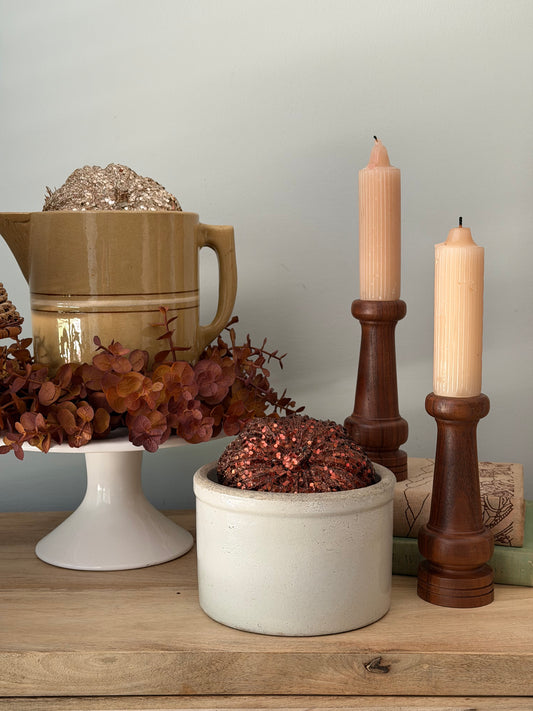 Set of 2 Wooden Candle Sticks