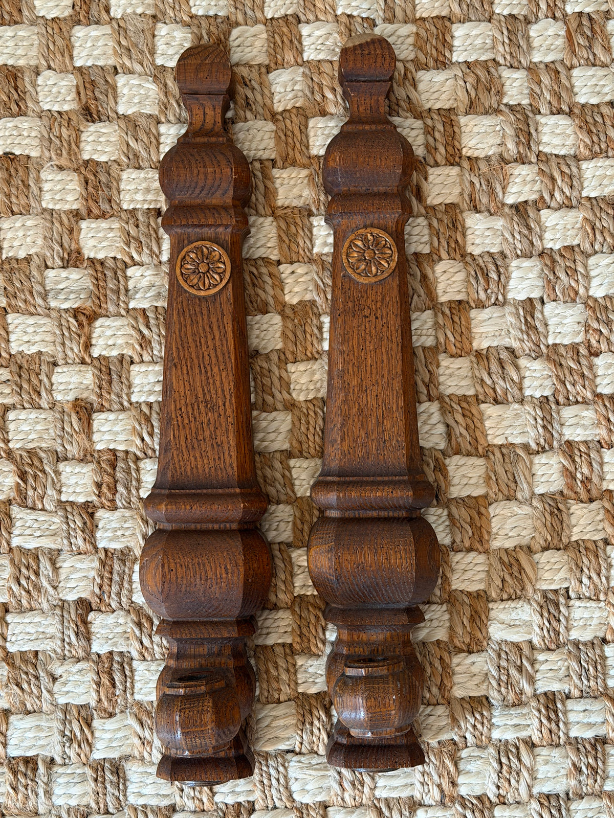 Set of 2 Wooden Baluster Wall Candle Sconces