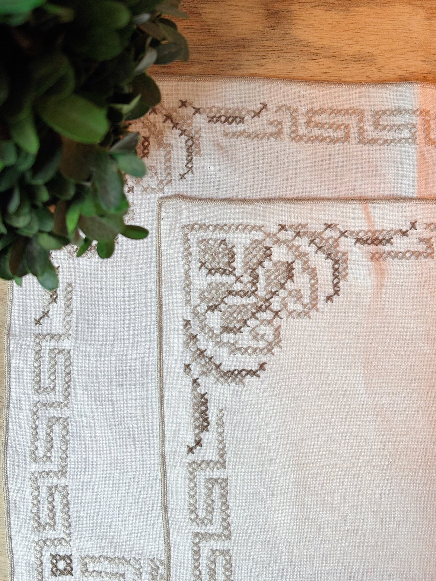 Set of 4 Neutral Cross Stitch Placemats