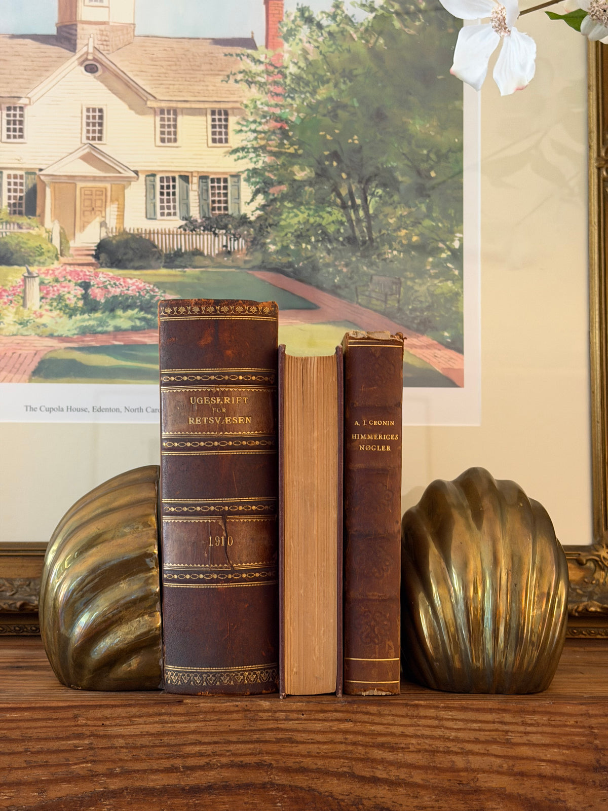 Set of MCM Brass Seashell Bookends