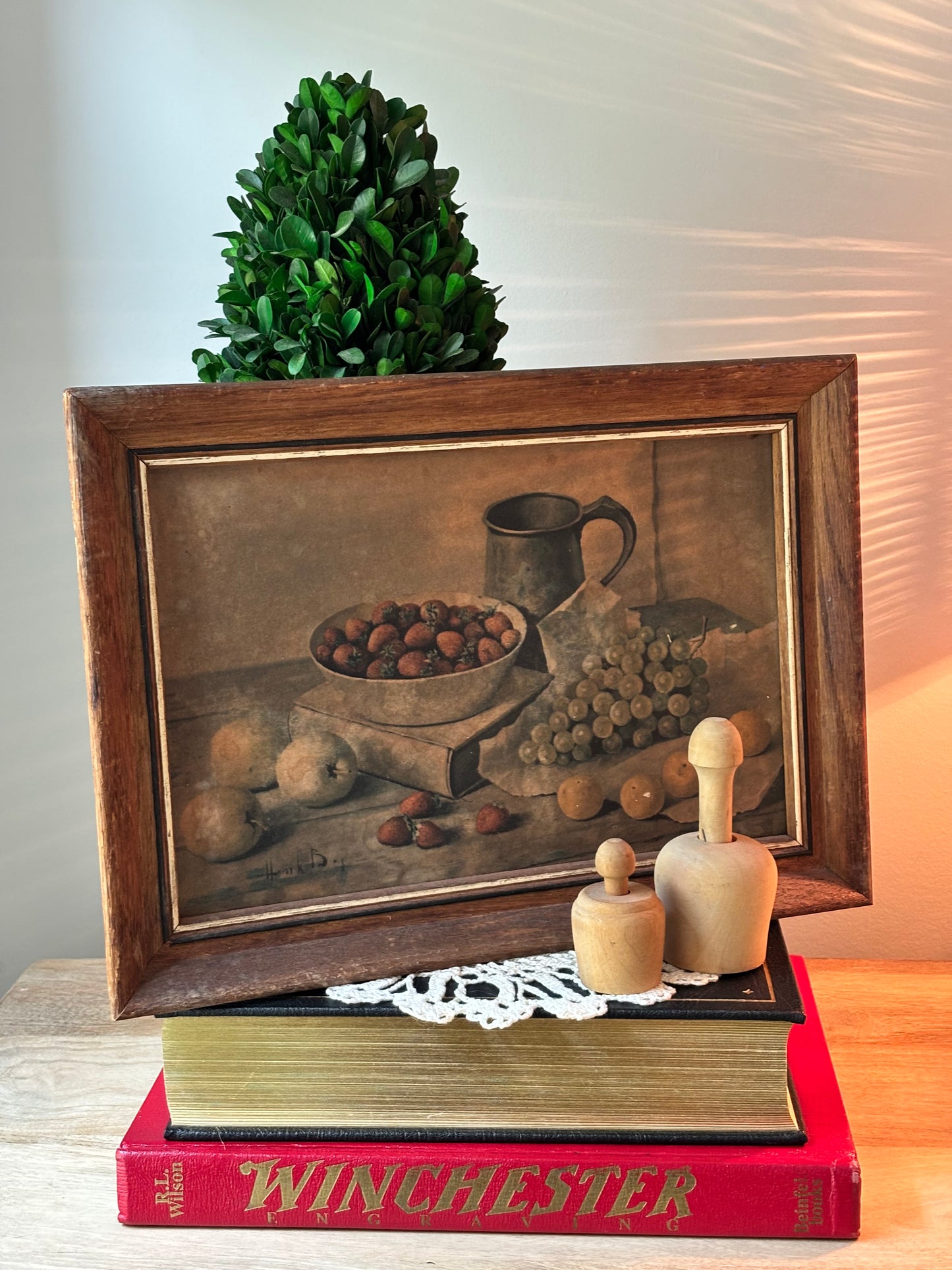 Henk Bos Rustic Framed Still Life Print Fruit Scene