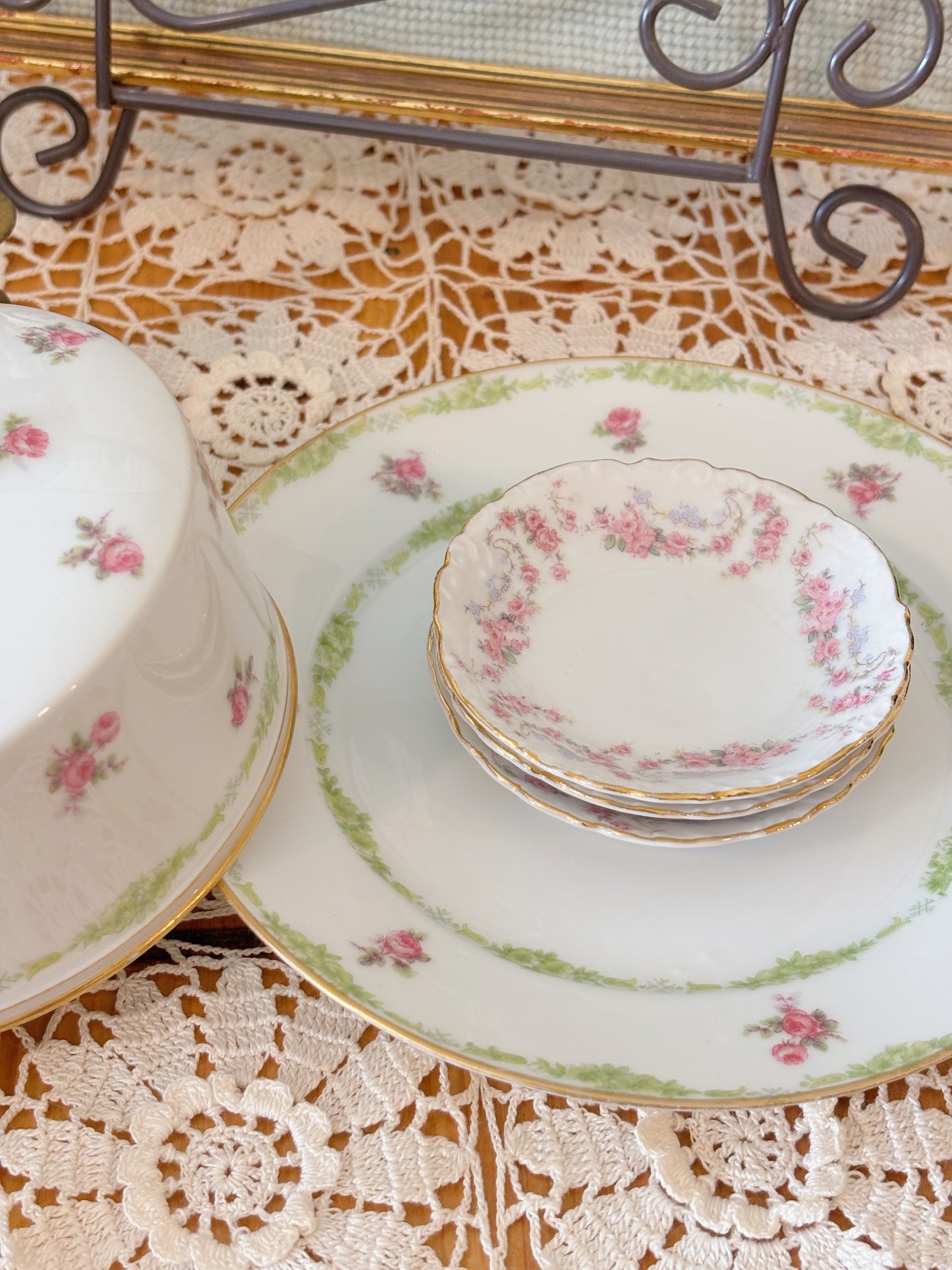 Vintage Pink Floral China Butter Pats