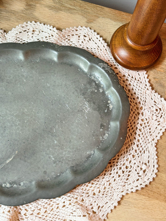 Vintage Danish Pewter Scallop Tray