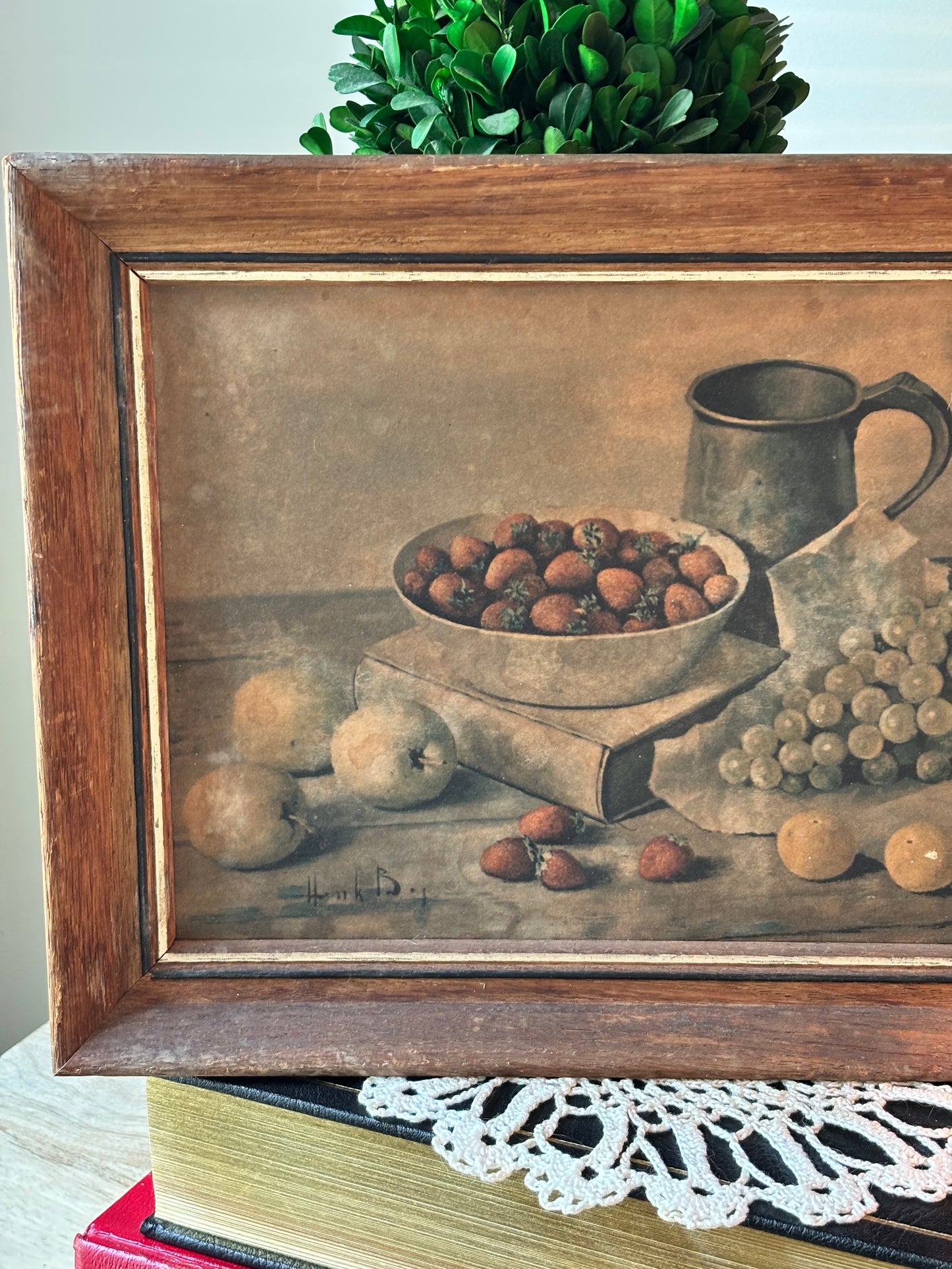 Henk Bos Rustic Framed Still Life Print Fruit Scene