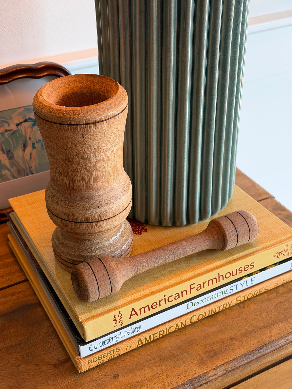 Vintage Wooden Mortar & Pestle