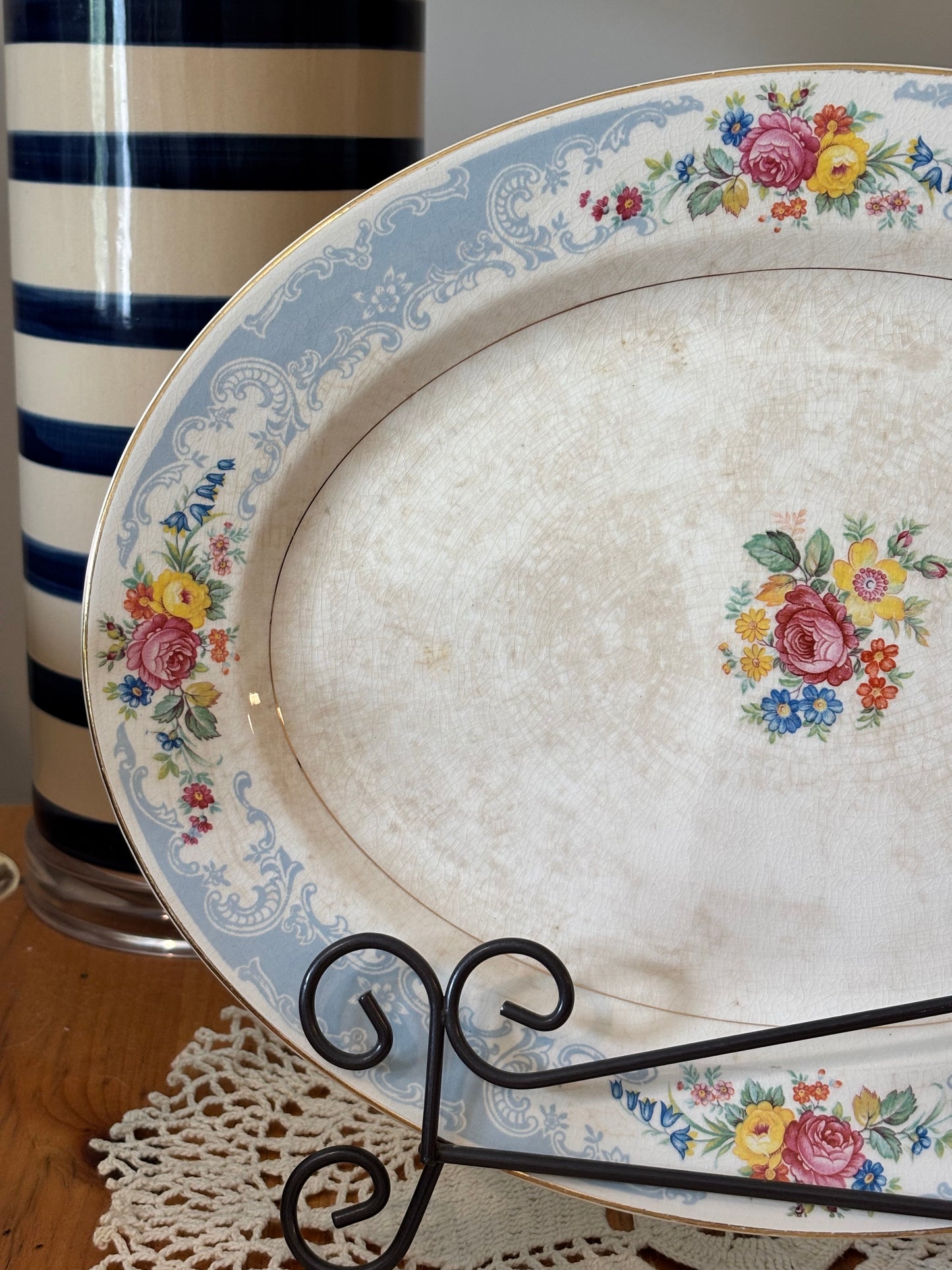 Vintage Homer Laughlin Royal Splendor Stained Floral Platter