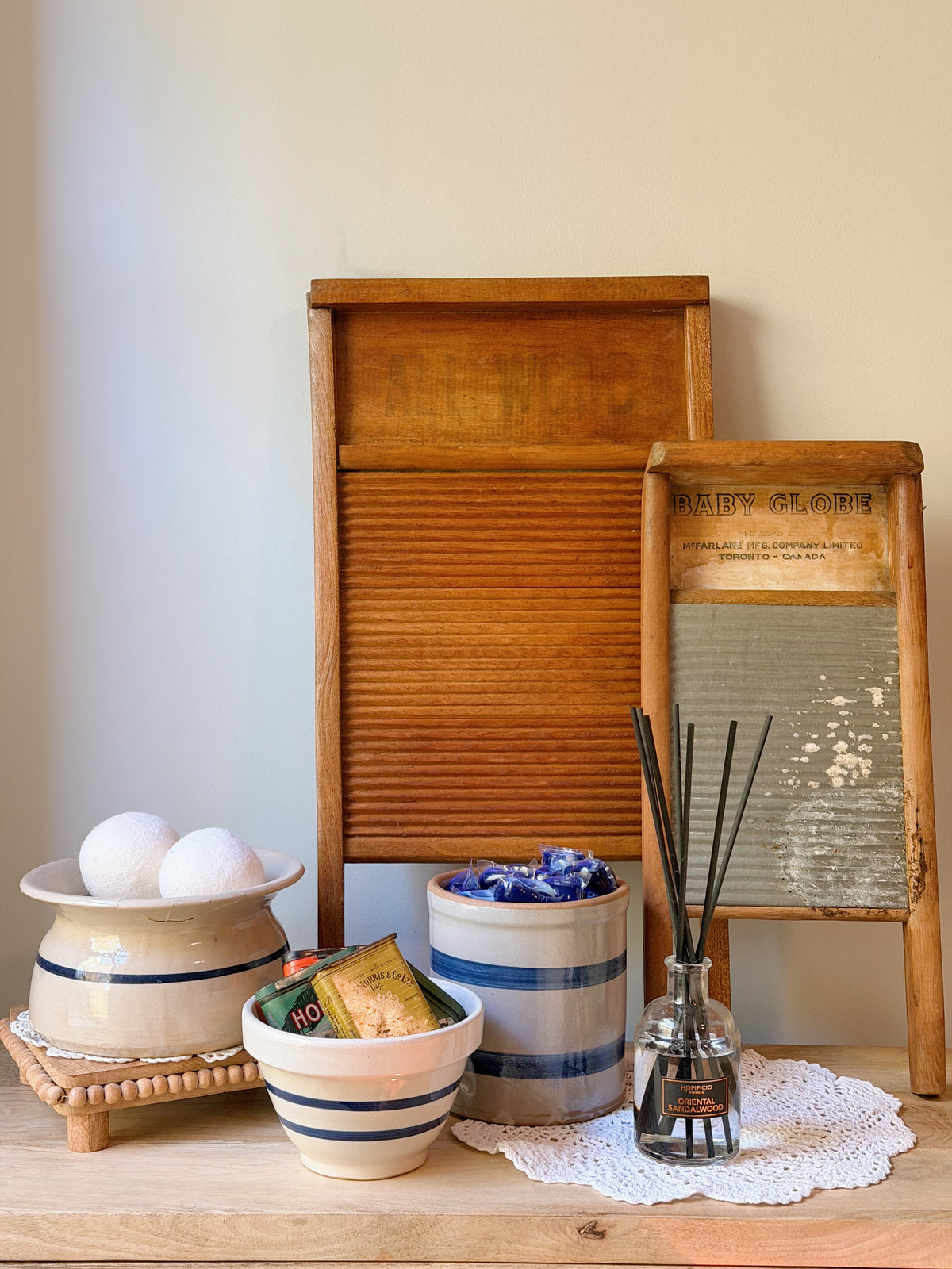 Vintage Baby Globe Wooden Wash Board