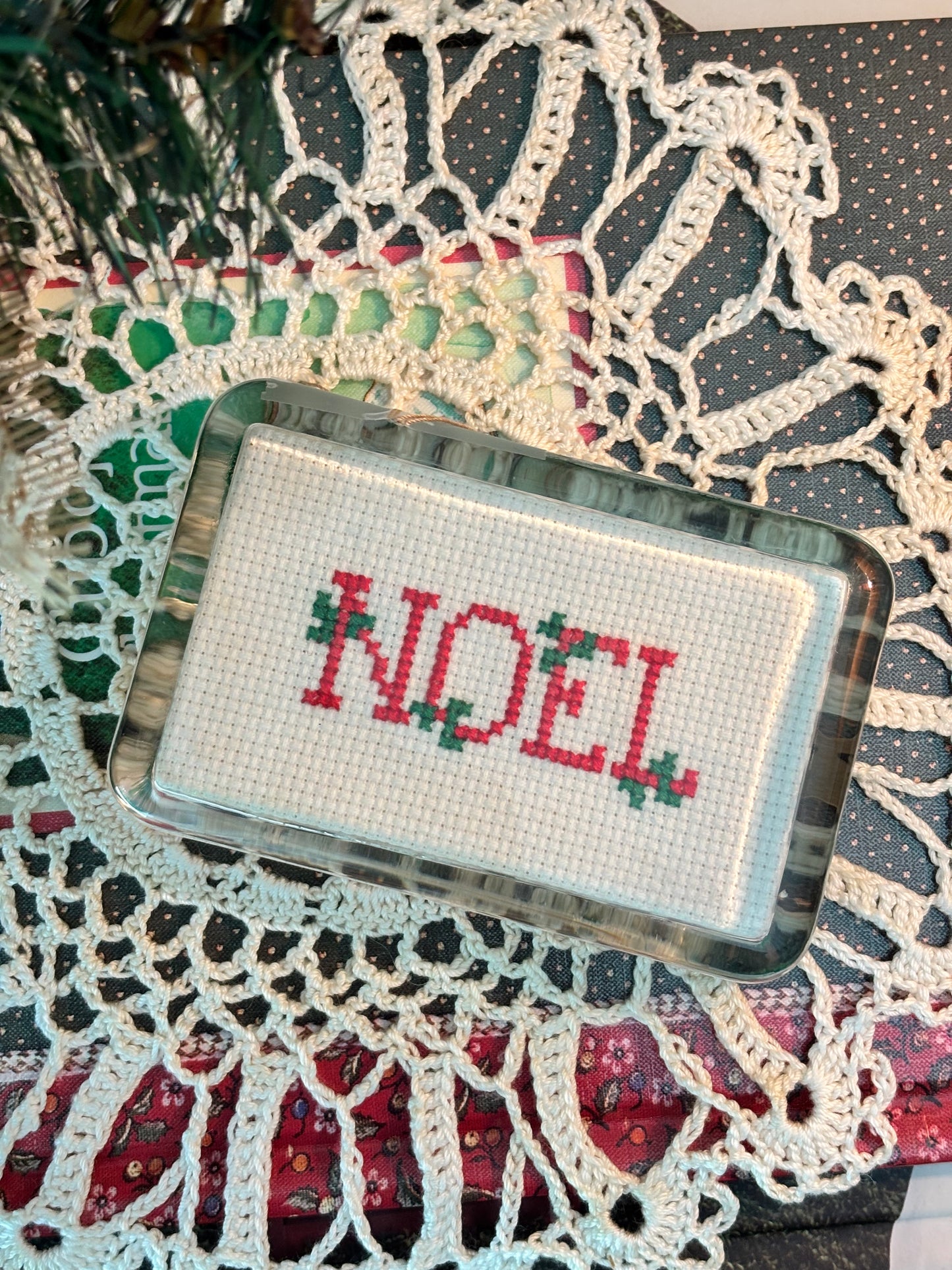 Noel Cross Stitch Paper Weight