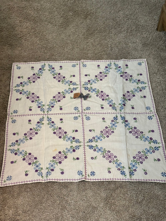 Purple Cross Stitch Table Cloth