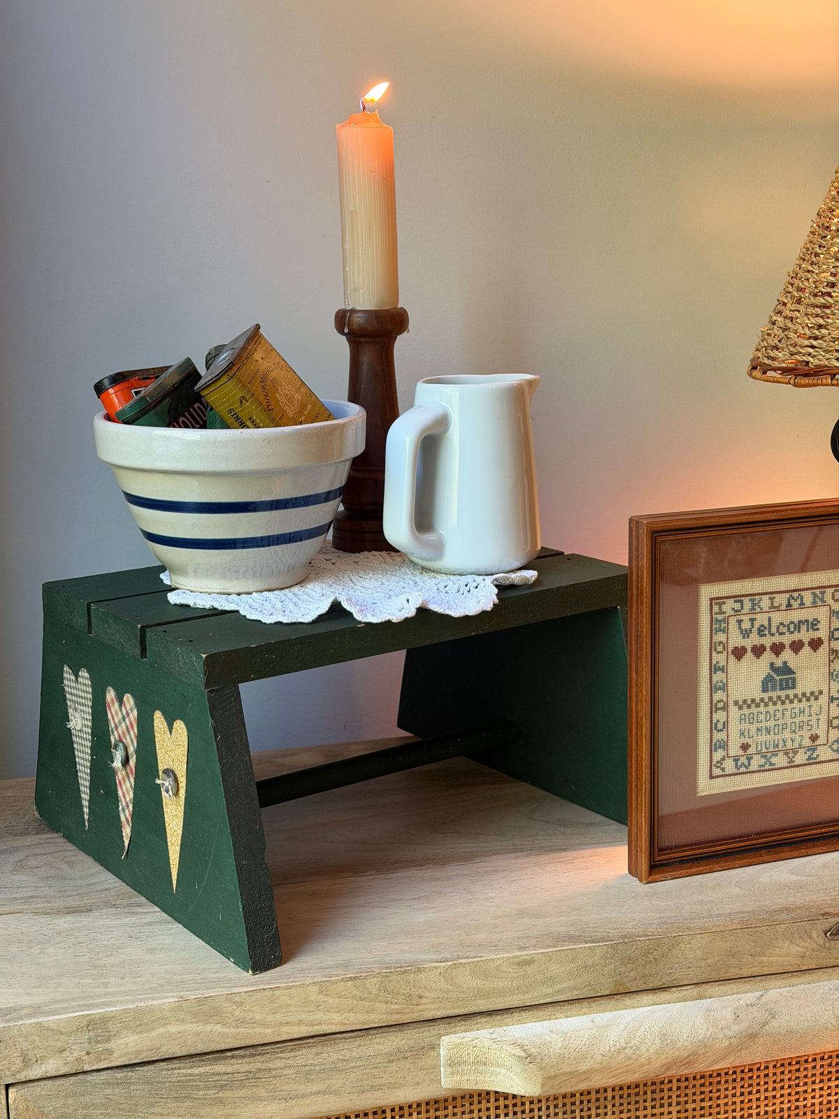 Green Primitive Style Riser Stool