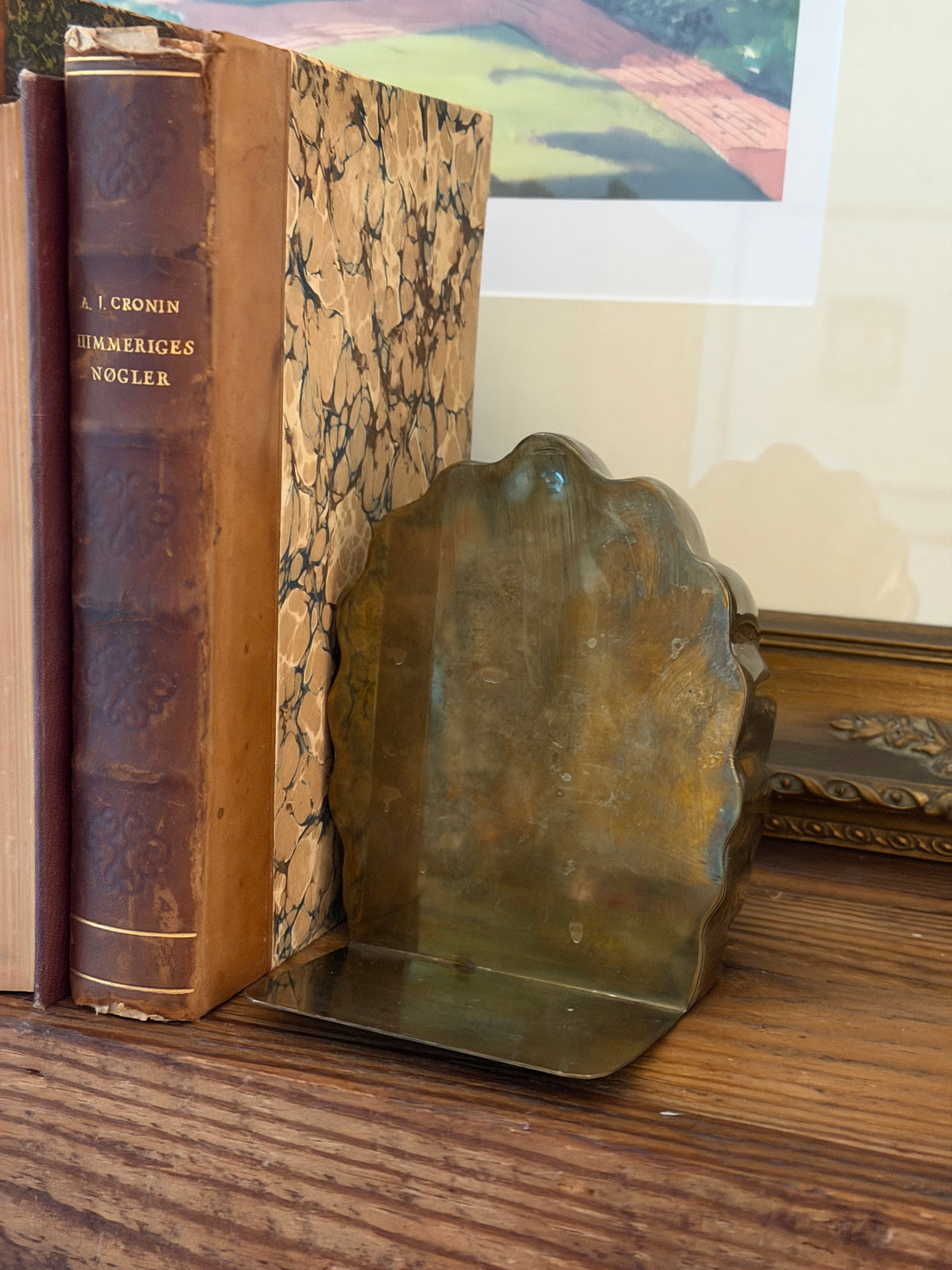 Set of MCM Brass Seashell Bookends
