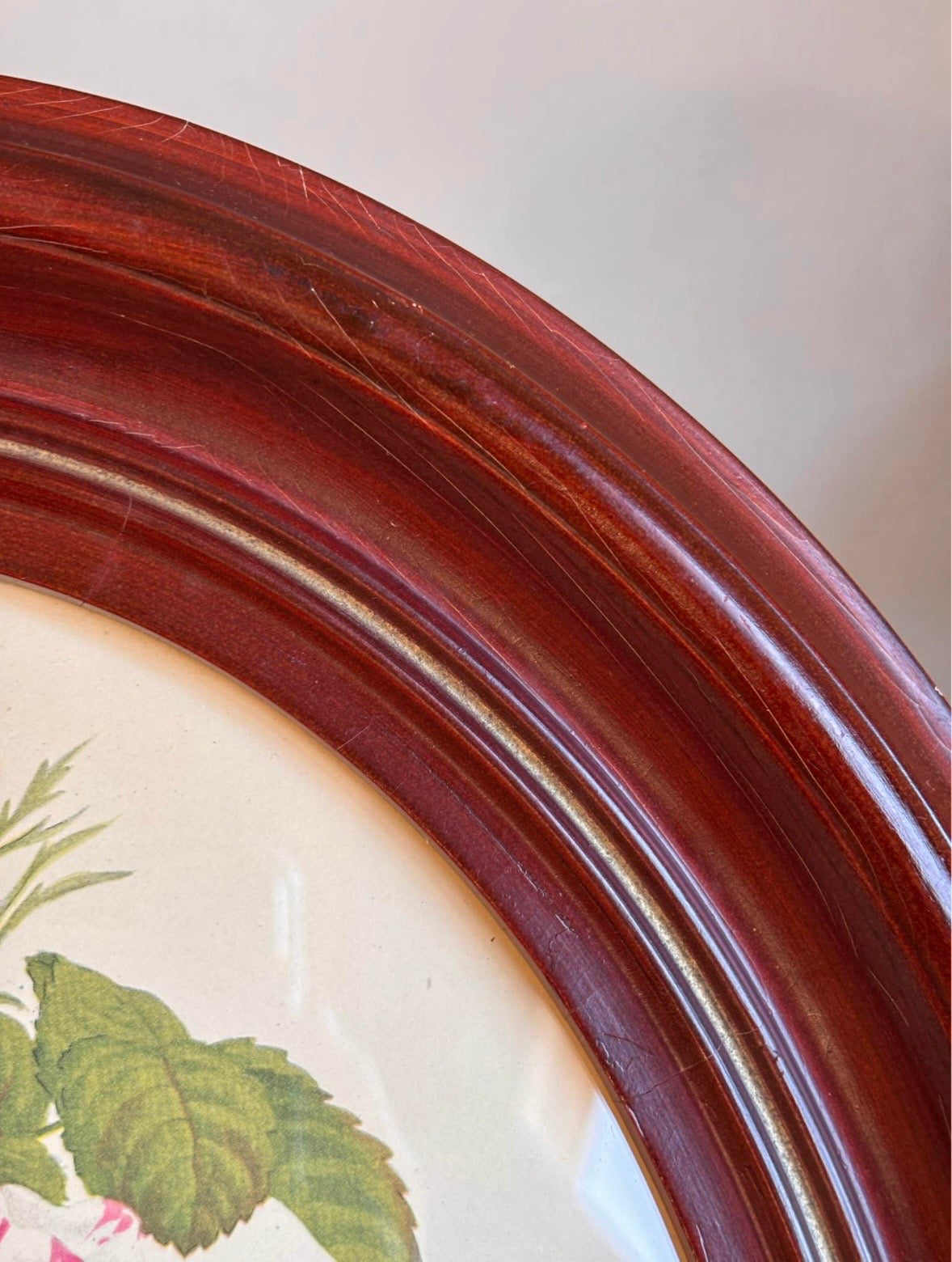 Vintage 1940s Benoit Chirat Framed Oval Botanicals