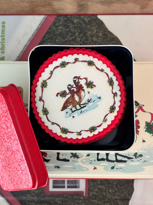 Vintage Christmas Goose Tin with Paper Coasters