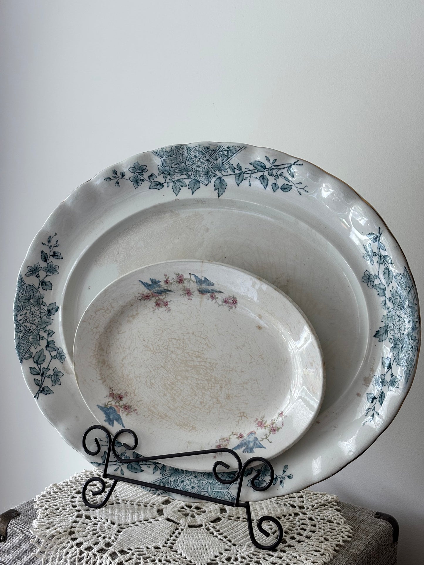 Vintage Large Stafford Blue & White Ironstone Platter