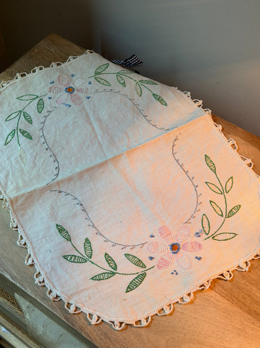 Large Floral Embroidered Doily