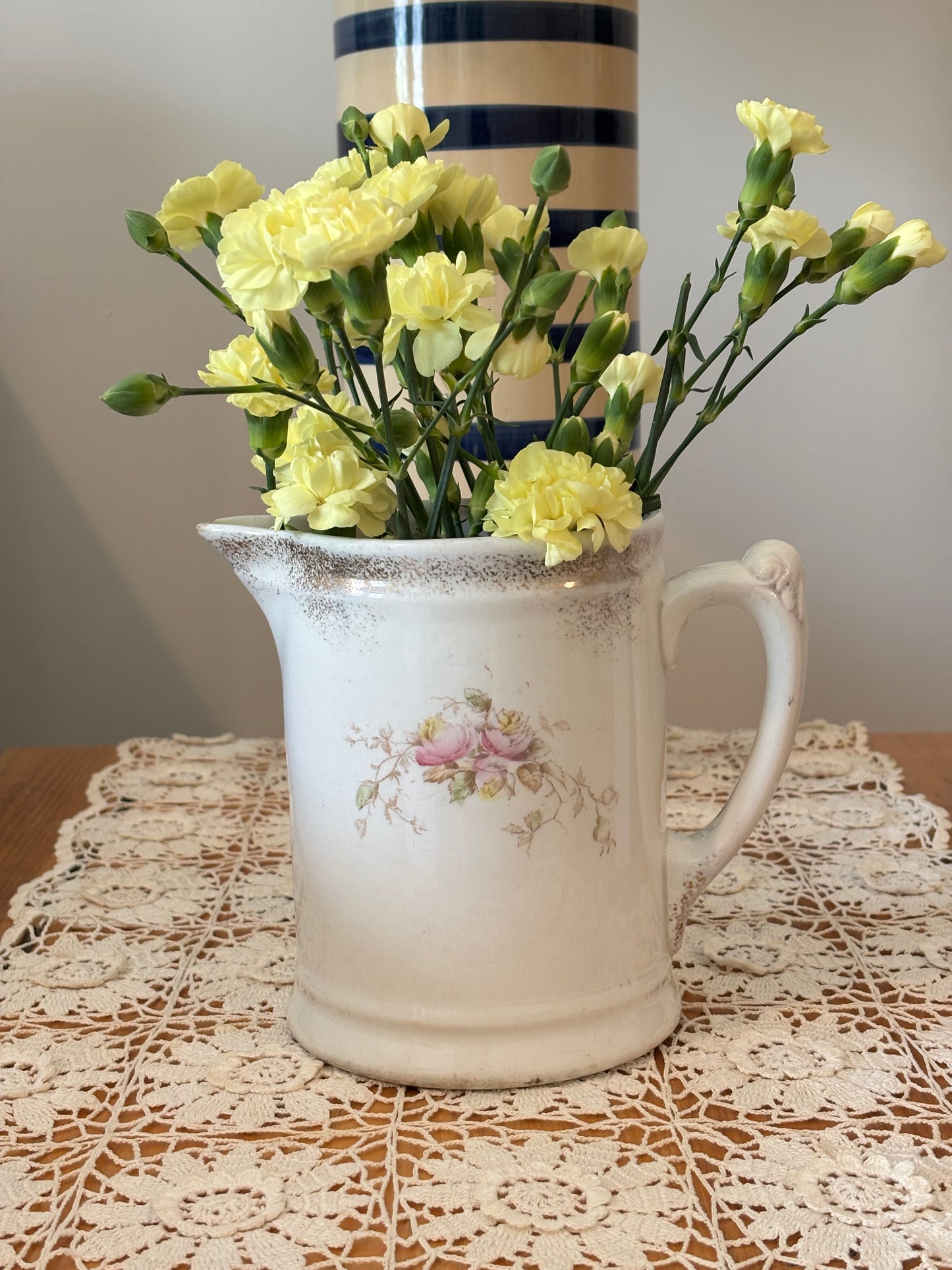Vintage Floral China Pitcher