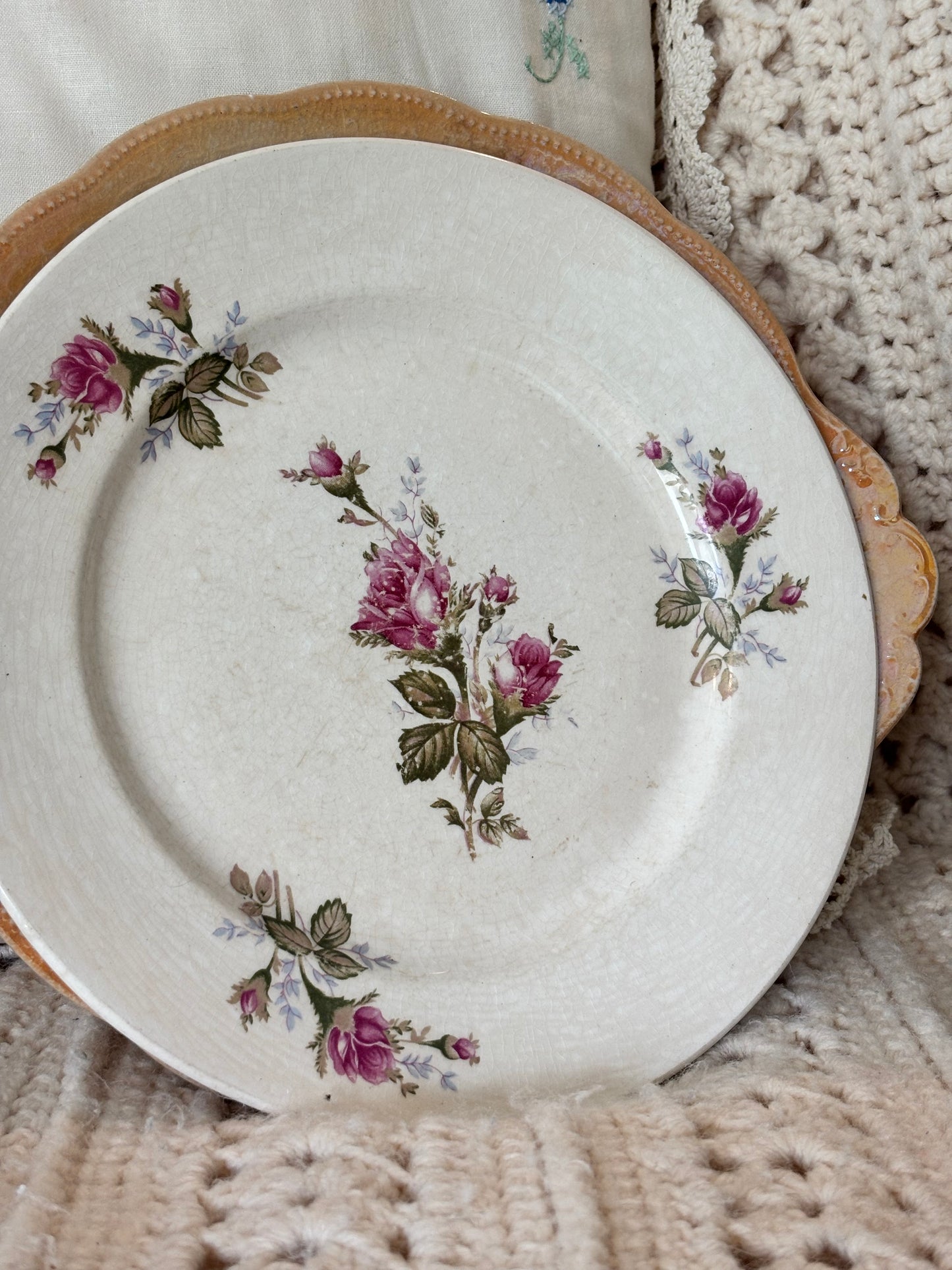 Vintage Floral Ironstone Plate