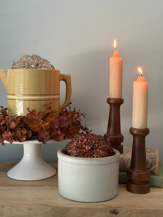 Set of 2 Wooden Candle Sticks