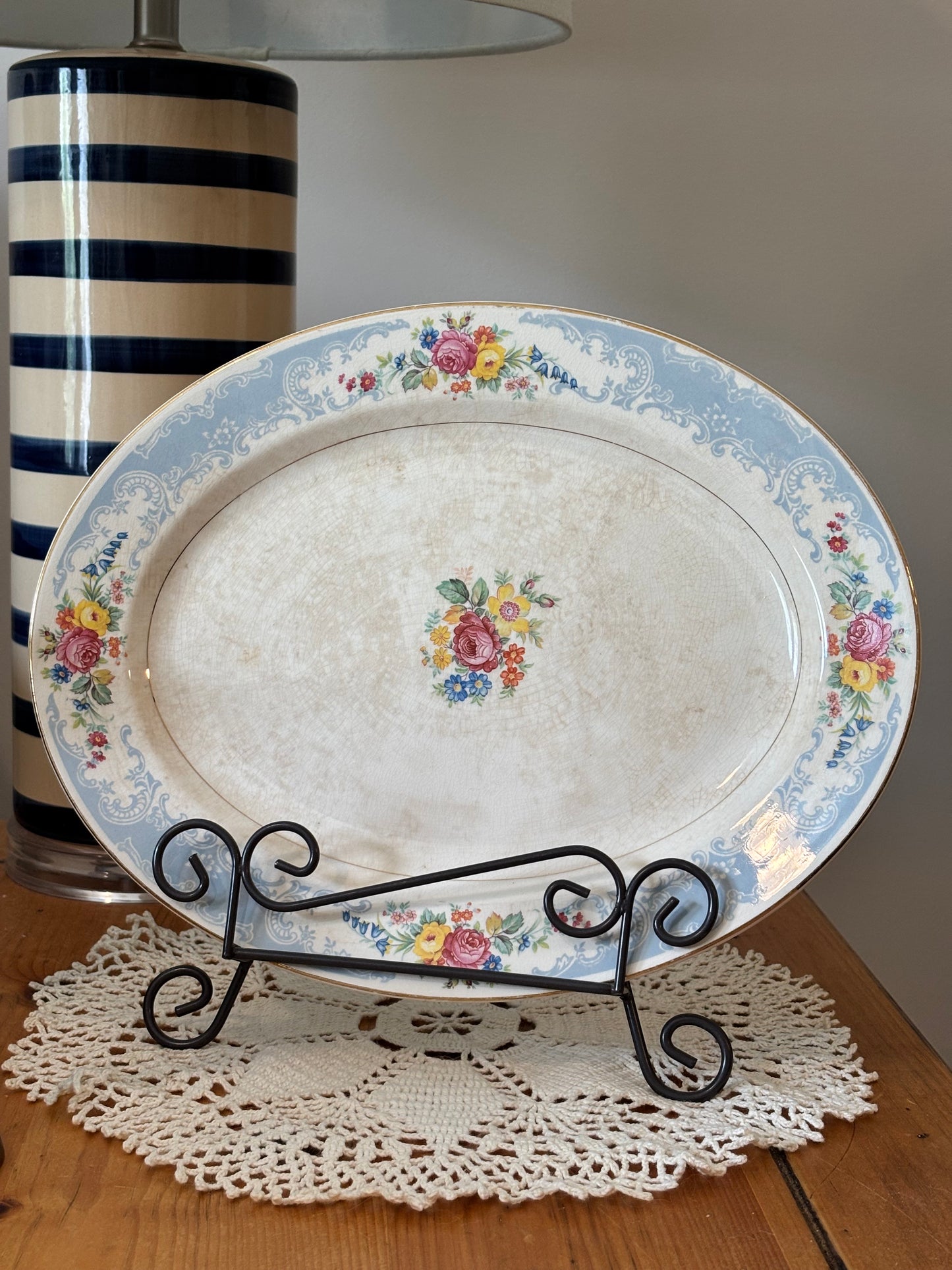 Vintage Homer Laughlin Royal Splendor Stained Floral Platter